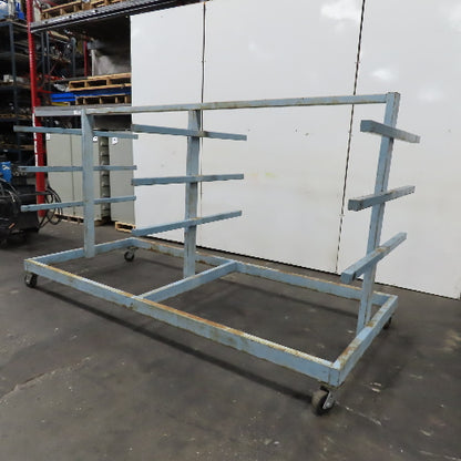 120" x 52" Rolling Two Sided Steel Extrusion Trim Pipe Bar Storage Rack 3 Tier