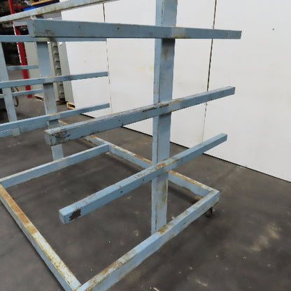 120" x 52" Rolling Two Sided Steel Extrusion Trim Pipe Bar Storage Rack 3 Tier