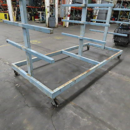 120" x 52" Rolling Two Sided Steel Extrusion Trim Pipe Bar Storage Rack 3 Tier