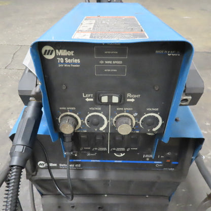 Miller 452 Deltaweld MIG Wire Welder 450A 480V 3Ph D-75S Dual Feeder Wheel Pkg.