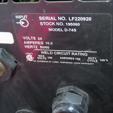 Miller 452 Deltaweld MIG Wire Welder 450A 480V 3Ph D-75S Dual Feeder Wheel Pkg.