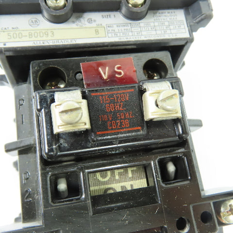 Allen-Bradley 500-B0D93 Size 1 Contactor 3-Pole 27A 600VAC Max 115-120V Coil
