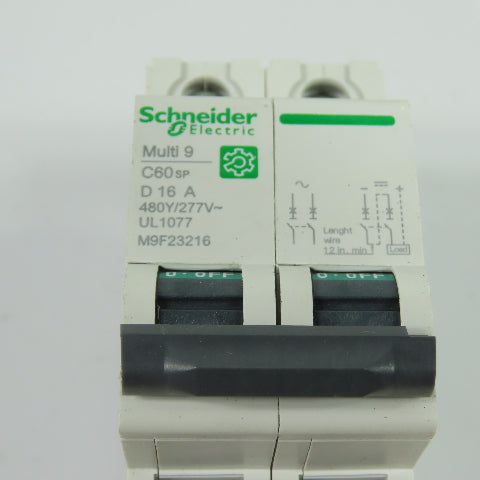 Schneider Electric M9F23216 Multi 9 C60SP D 16A 2-Pole Circuit Breaker 480Y/277V