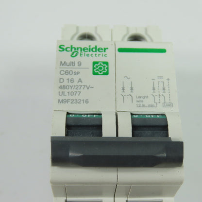 Schneider Electric M9F23216 Multi 9 C60SP D 16A 2-Pole Circuit Breaker 480Y/277V