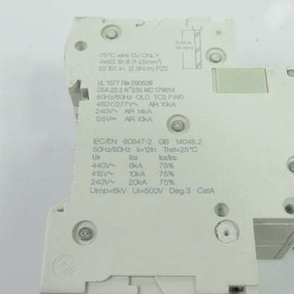 Schneider Electric M9F23216 Multi 9 C60SP D 16A 2-Pole Circuit Breaker 480Y/277V