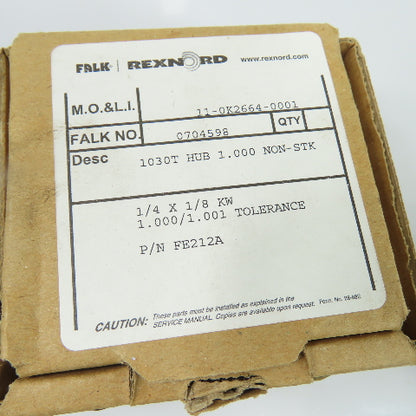 Falk FE212A 0704598 1030T Grid Coupling Hub 1.000" Bore 1/4" x 1/8" KW