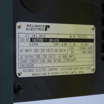 Reliance Electric 1AC2105U 5HP AC VS Drive 230V 3Ph