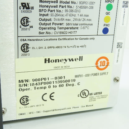 Honeywell 900P01-0301 Switching Power Supply 90-264VAC In 58W 5VDC/24VDC Out