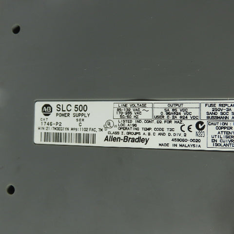 Allen-Bradley 1746-P2 Ser C SLC 500 Power Supply 120/240VAC