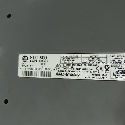 Allen-Bradley 1746-P2 Ser C SLC 500 Power Supply 120/240VAC