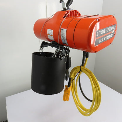 CM Lodestar Model RRS 2Ton 4000LB Electric Chain Hoist 20'Lift 16FPM 230/460 3Ph