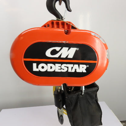 CM Lodestar Model RRS 2Ton 4000LB Electric Chain Hoist 20'Lift 16FPM 230/460 3Ph