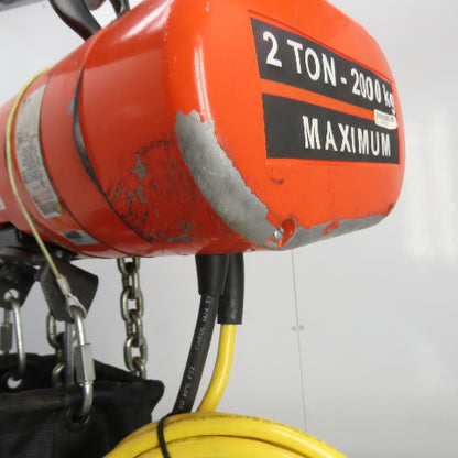 CM Lodestar Model RRS 2Ton 4000LB Electric Chain Hoist 20'Lift 16FPM 230/460 3Ph
