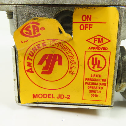 Antunes Controls JD-2 Air Operated Pressure Switch 0.07-1.7 IN W.C. Blue Spring