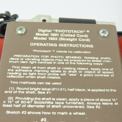 Ametek 1891 Phototach Digital Handheld Tachometer RPM Test Meter W/ Case