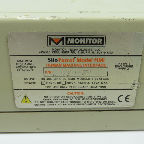 Monitor 6-8511-81 SiloPatrol Model HMI Inventory Monitoring System 115V
