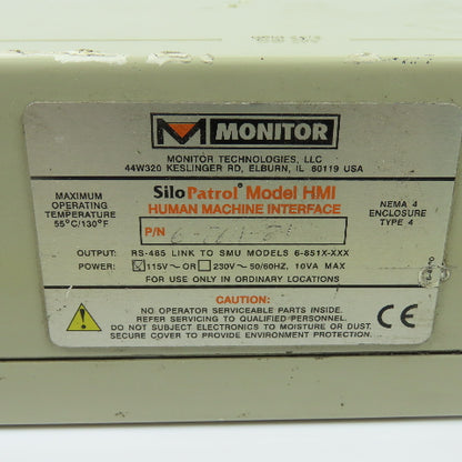 Monitor 6-8511-81 SiloPatrol Model HMI Inventory Monitoring System 115V