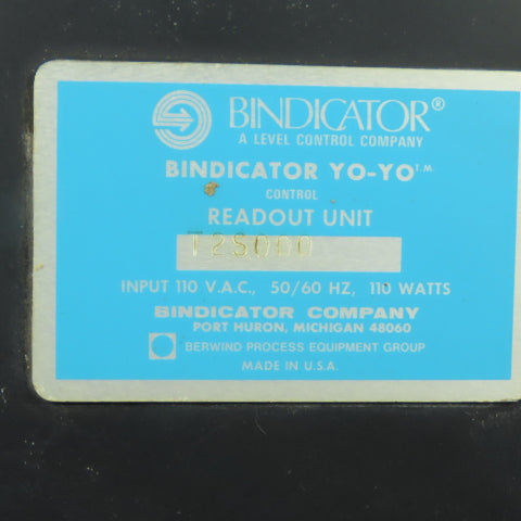 Bindicator T2S000 Yo-Yo Control Readout Unit 110VAC 110W