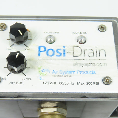 Air System Products Posi-Drain Electronic Timer Condensate Drain 120V 200 PSI