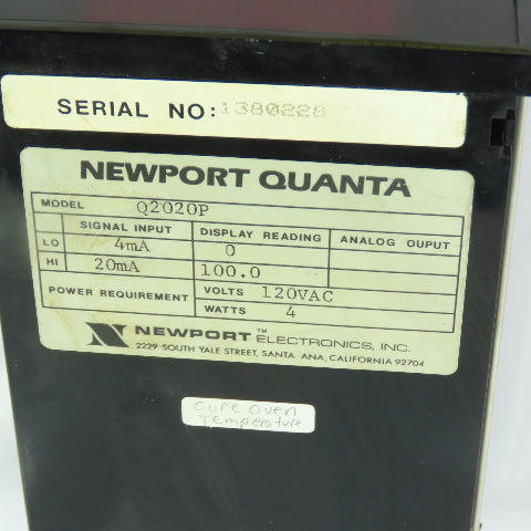 Newport Q2020P Quanta Digital Process Panel Meter 120VAC 4-20mA Input