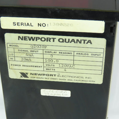 Newport Q2020P Quanta Digital Process Panel Meter 120VAC 4-20mA Input