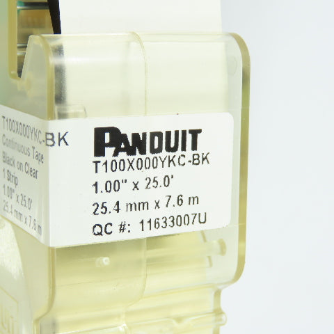 Panduit T100X000YKC-BK Label Cassette Continuous Label Maker Tape 1" x 25'
