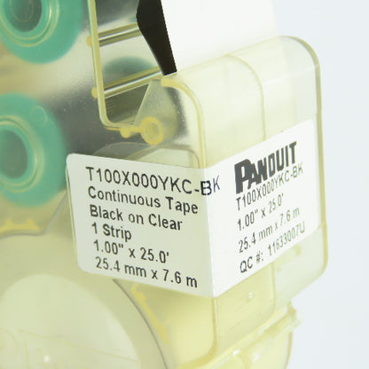 Panduit T100X000YKC-BK Label Cassette Continuous Label Maker Tape 1" x 25'