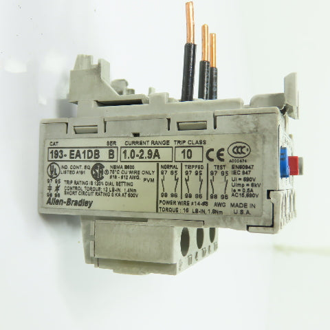 Allen-Bradley 193-EA1DB 3Ph Solid State Overload Relay 1.0-2.9A Trip
