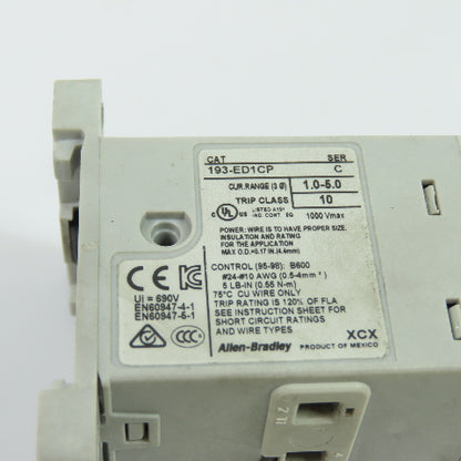 Allen-Bradley 193-ED1CP E1 Plus Overload Relay 1.0-5.0A Class 10 Ser C