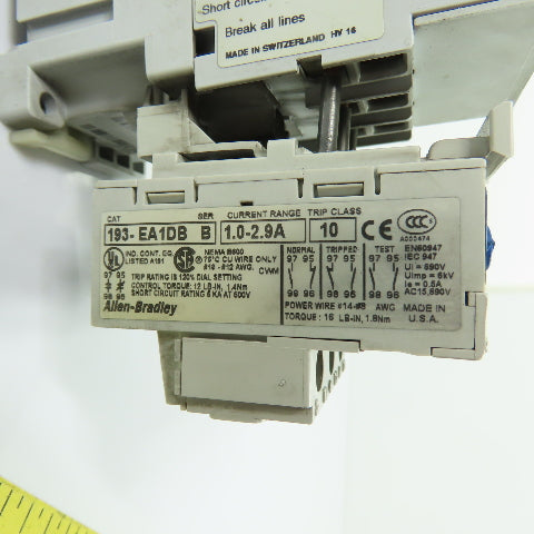 Allen-Bradley 100-C30*00 IEC Contactor 120V W/ 193-EA1DB Overload Relay 1.0-2.9A
