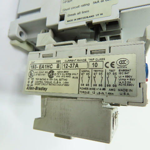 Allen-Bradley 100-C30*00 Contactor 120V Coil W/ 193-EA1HC 12-37A Overload Relay