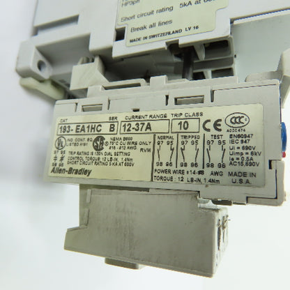 Allen-Bradley 100-C30*00 Contactor 120V Coil W/ 193-EA1HC 12-37A Overload Relay