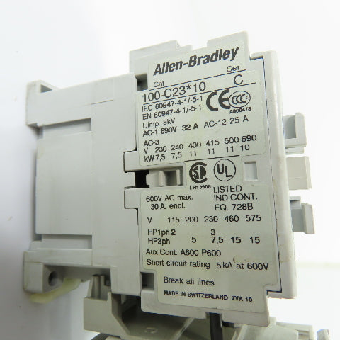 Allen-Bradley 100-C23*10 Contactor 120V Coil W/ 193-EA1HC 12-37A Overload Relay