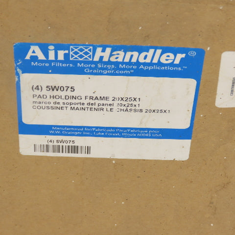 AirHandler 5W075 Air Filter Pad Holding Frame 20x25x1 Nominal Lot Of 4
