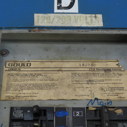 I-T-E Gould LPB20-3L 100A Circuit Breaker Panelboard Interior 120/240VAC 3Ph