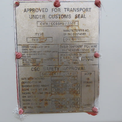 Ningbo CX02-20FLR 20' Certified Ocean Freight Shipping Container NEW PAINT