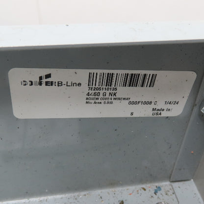 Eaton B-Line 4460 G NK Screw Cover Wireway Auxiliary Gutter 4"x 4"x 60" Long