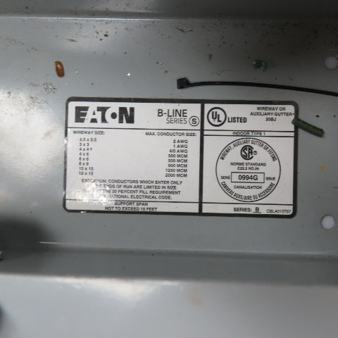 Eaton B-Line 4460 G NK Screw Cover Wireway Auxiliary Gutter 4"x 4"x 60" Long