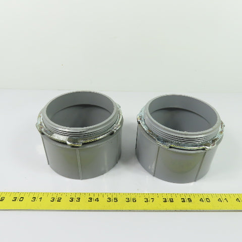 Cantex 5140112 4" PVC Male Terminal Conduit Adapters with Locknuts Lot of 2