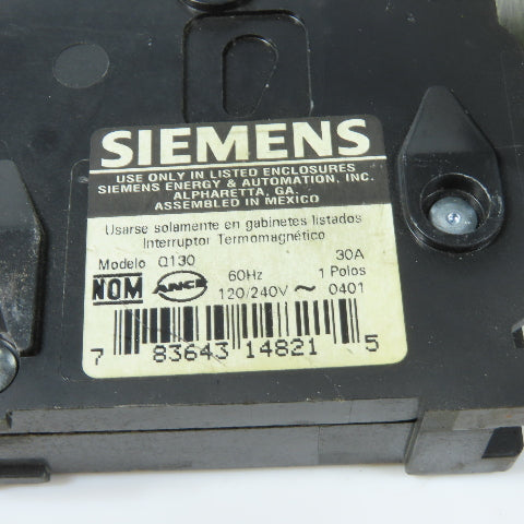 Siemens Q130 30A 1-Pole Circuit Breaker Lot of 6