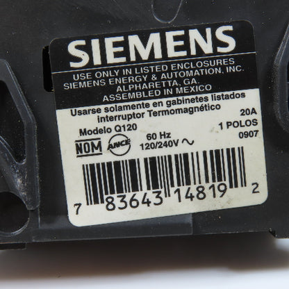 Siemens Q120 20A 1-Pole Circuit Breaker Lot of 9