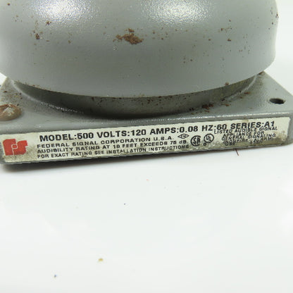 Federal Signal 500 Vibratone Audible Signal Bell 120V 0.08A