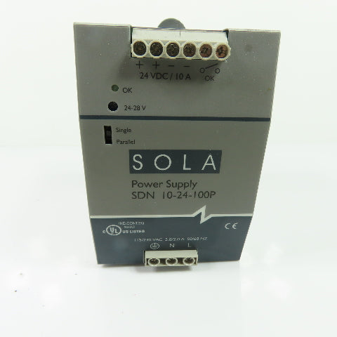 Sola SDN 10-24-100P Power Supply 115/230VAC 5/2A Input 24VDC 10A Output