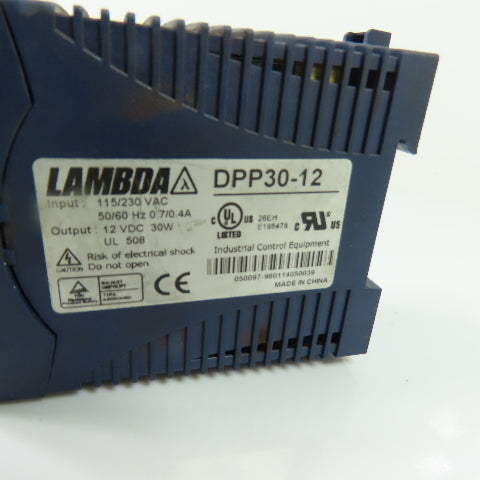 Lambda DPP30-12 DIN Rail Power Supply 115/230VAC Input 12VDC 2.5A 30W Output