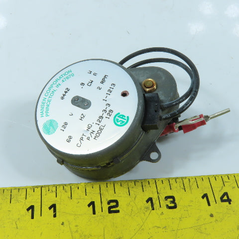 Hansen Corp. 129-3-3 Synchronous Gear Motor 120V 60Hz 2RPM With Drive Gear