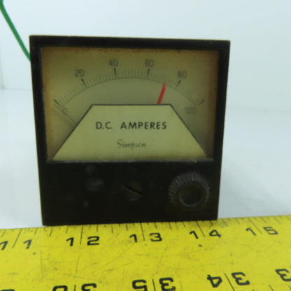 Simpson 55-100001 16885 0-100 D.C. Amperes Analog Panel Meter