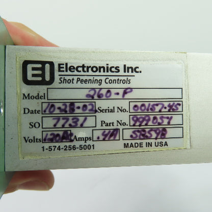 Electronics Inc. 999051 260-P Blast Shot Peening Flow Control Meter 120VAC 0.4A