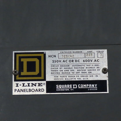 Square D HCN 3254-2 I-Line 225A Panelboard Load Center Breaker Box 600VAC 250VDC
