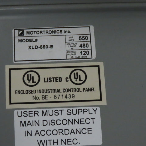 Motortronics XLD-550-E 550A 480V 3Ph Solid State Soft Starter