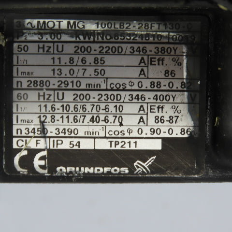 Grundfos CRK2-150 3.0kW Multistage Immersion Coolant Pump 200/400V 16-75l/min